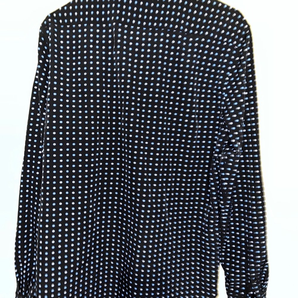 Denim & Flower Men’s Black Button-Down Shirt with Blue Dot Pattern - Picture 3 of 3